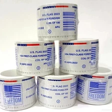 5 rolls of 100 2023 USPS - Postage Free Ship!!-500 PCS