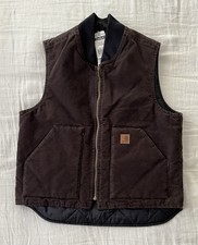 Vintage Deadstock Carhartt Vest Brown Duck Canvas Quilt Lined VO2 DKB Mens Large