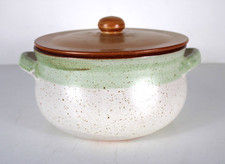 Pentola Tegame in Terracotta Smaltata con Coperchio e manici Bombata Chiara