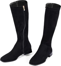 GENSHUO Knee High Boots for Women Comfy Flat Heel Vintage Square Toe Fall... 