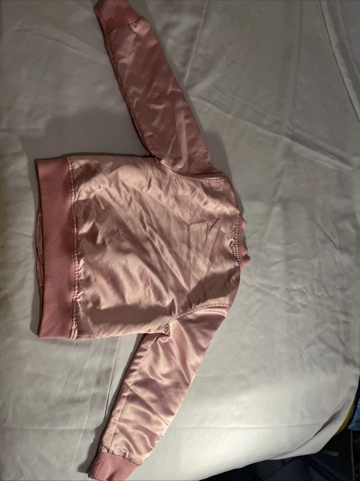 Children's Place Girl's Pink Satin Bomber Jacket, Power Rose, Size M 7/8 - Image 4 of 4