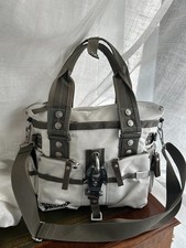 BORSA DONNA USATO ECCELLENTE "GEORGE GINA & LUCY" COLORE BIANCO E VERDE MILITARE