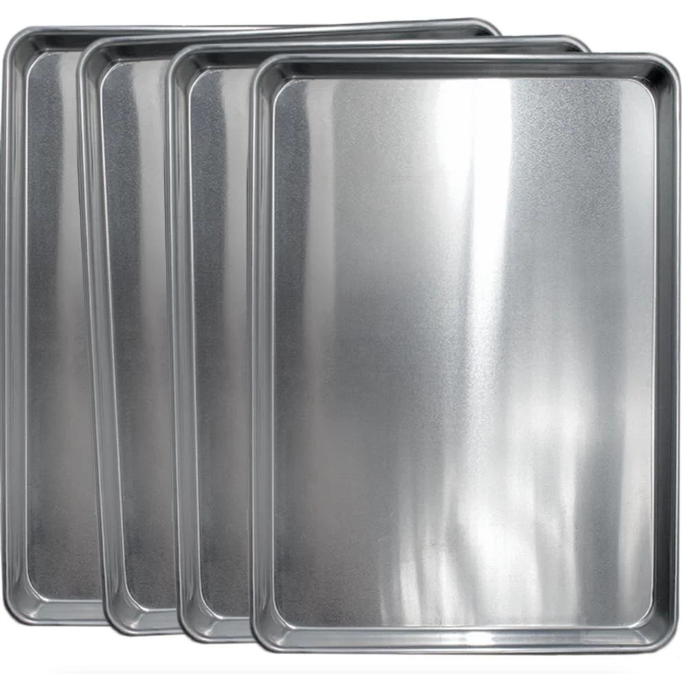 Commerical Quality Cookie Sheet Pan - 4 Pack Aluminum Half 18, Silver