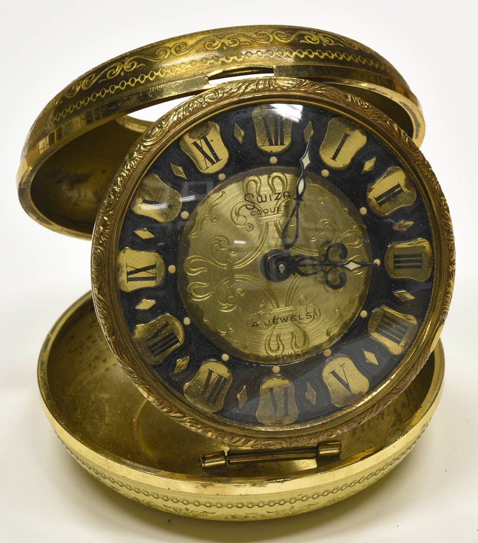 VINTAGE SWIZA SWISS TRAVEL ALARM CLOCK BRASS WATCH WORKING photo VINTAGE SWIZA SWISS TRAVEL ALARM CLOCK BRASS WATCH WORKING photo