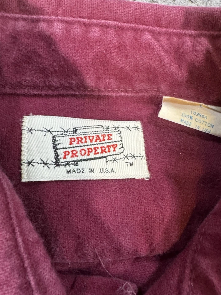 Camisa De Colección Años 70 Para Hombre Propiedad Privada Gruesa Trabajo Pesado Caza Grande EE. UU. Foto 4 de 4