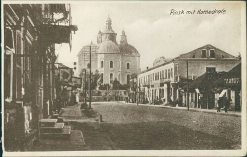 Postcard Poland Pinsk with Cathedral (9915) Jews