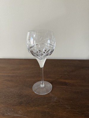 Vintage Etched Crystal Wine Goblet Floral Stemware Clear Glass Elegant Cut Stem