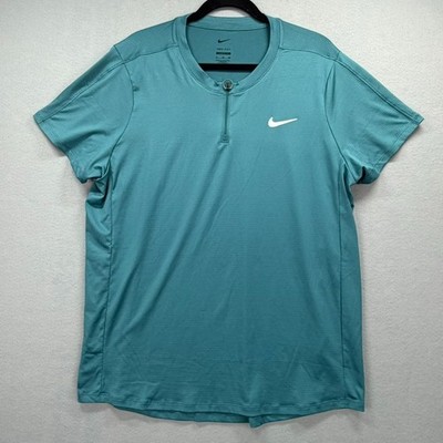 Nike Court Dri Fit Advantage Tennis Jersey Mens XL Teal Stretch