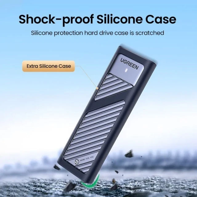 UGREEN M.2 NVME and SATA SSD Enclosure, 10Gbps Heat Dissipation Hard Drive - Image 2 of 3