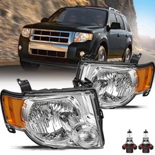 Headlight Assembly for 2008-2012 Escape Chrome Amber with Bulbs