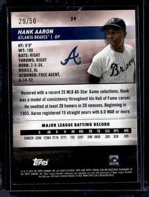 2024 Stadium Club #39 Hank Aaron Blue Foil #/50 | eBay