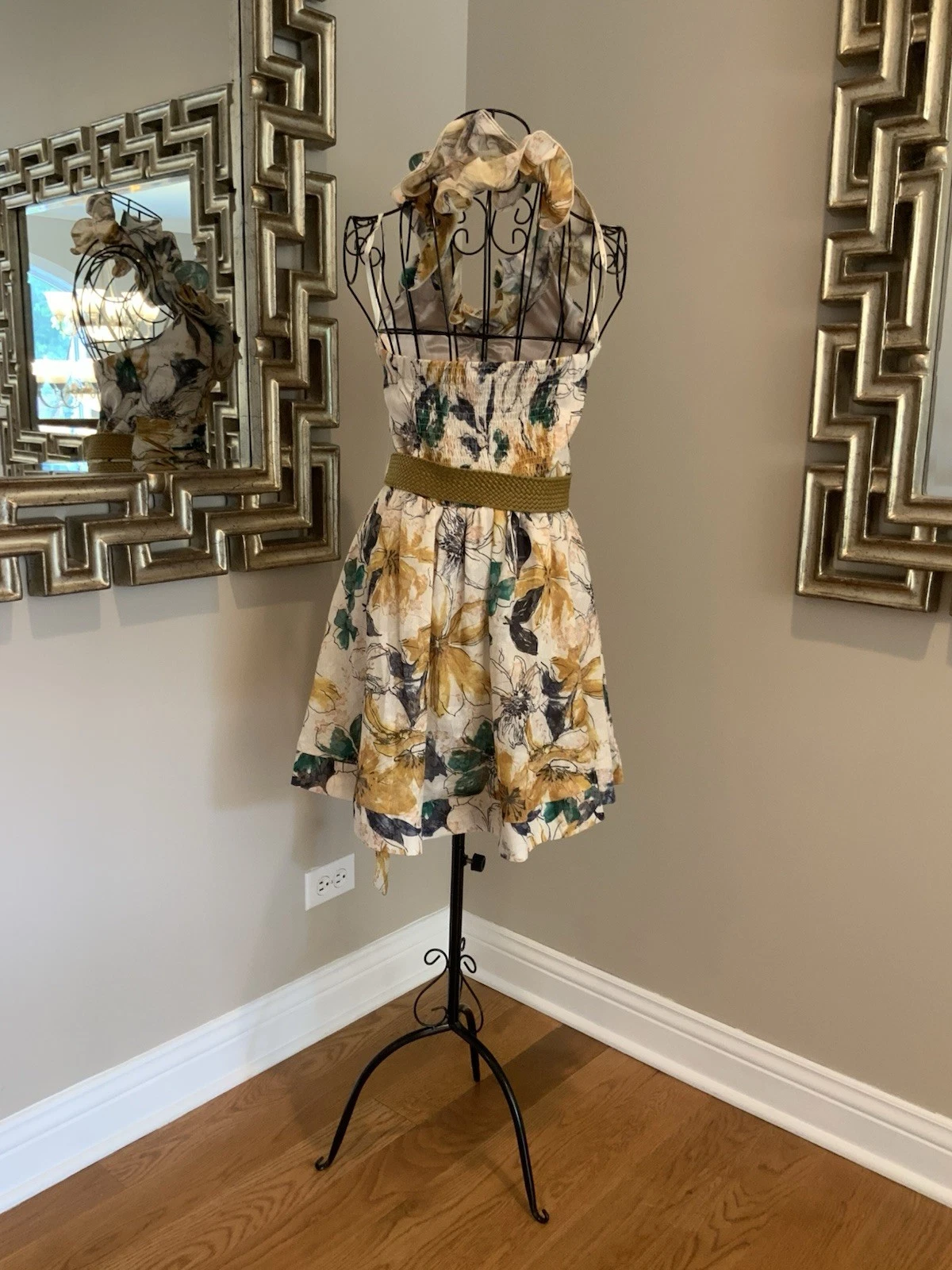 VETEMENTS Abito MARINEBLU con cintura floreale e volant TG. Medium