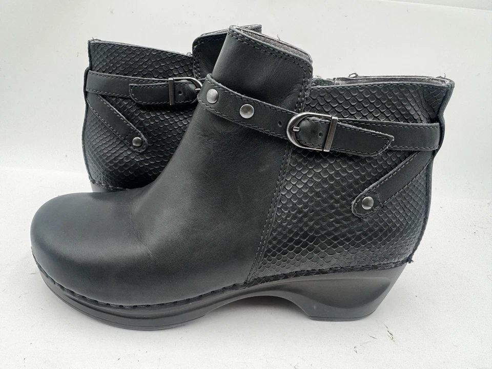 Sanita Zuecos Daneses Dakota Botines Cuero Negro Botín Para Mujer Talla 41/10.5 Foto 2 de 4