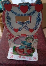 Antique German 3D Pop Up Fold Out Die Cut Embossed Valentine Love Card