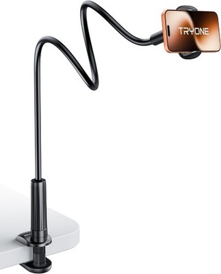 Gooseneck Phone Holder Hands-Free for Phone Viewing Or Recording, Black