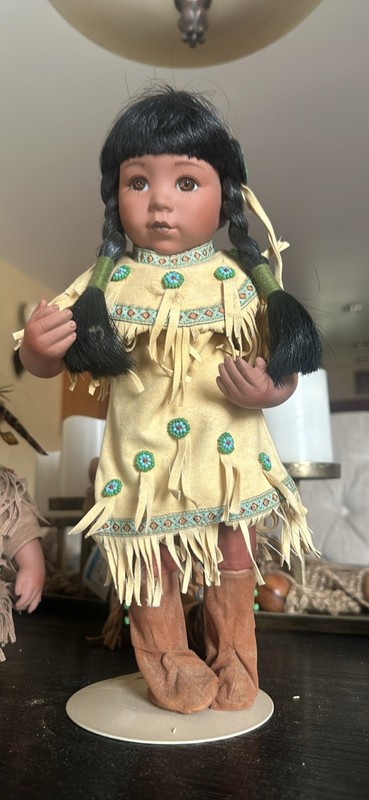Vintage Danbury Porcelain Doll "Gentle Shepherd" Native American Indian Perillo