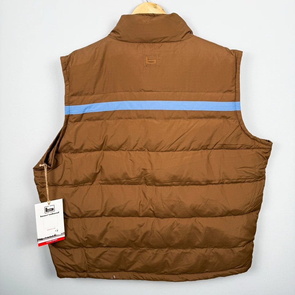 Banded Vest Brown Light Blue Quilted Puffer Size 2XL Hunting Outdoors - Image 2 of 4