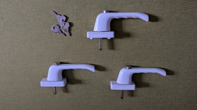 3x Hoppe Industries ''Tokyo'' Fenstergriff - weiß, abschließbar