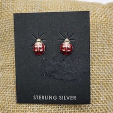 Fun Sterling Silver enamel Butterfly bug stud earrings whimsical spring insect