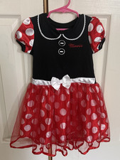 Disney Minnie Mouse Girls Tutu Dress 5T Red Black White Polka Dot Bow Glitter