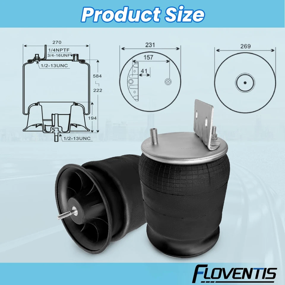 2Pcs Air Spring Bags for Freightliner W01-358-9780, 910S-16A382, 16-13810-000 - Image 3 of 4