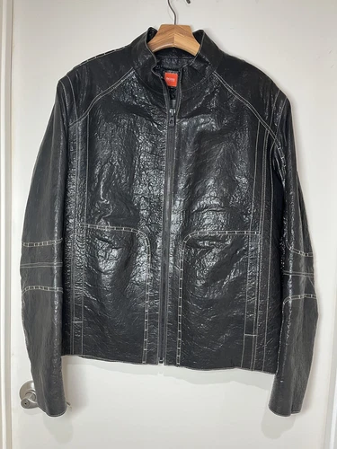 Hugo Boss Lamb Brown leather Racer jkt SZ 46R Casual SUPERB - product listing photo