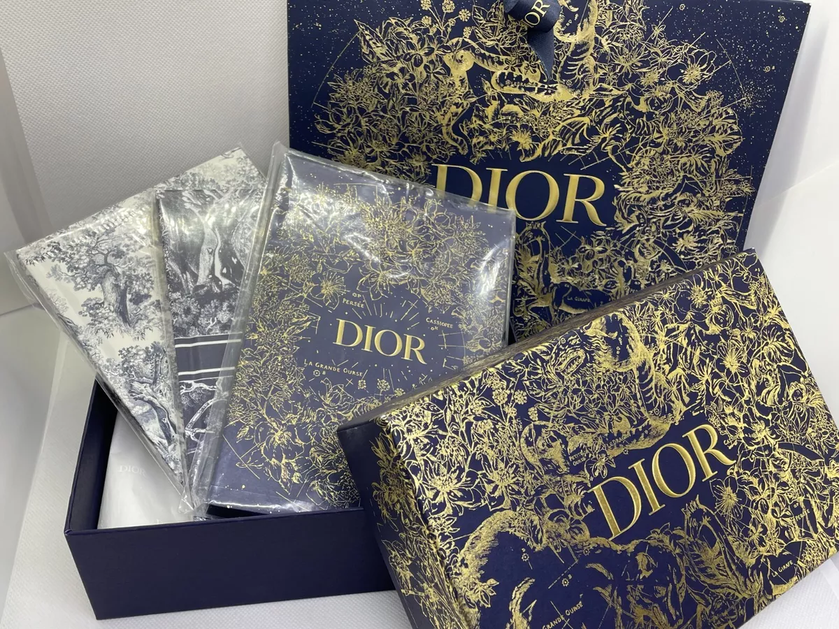 Dior Notebook 3SET Journal Novelty Holiday Gift Box Paper Bag Authentic NEW