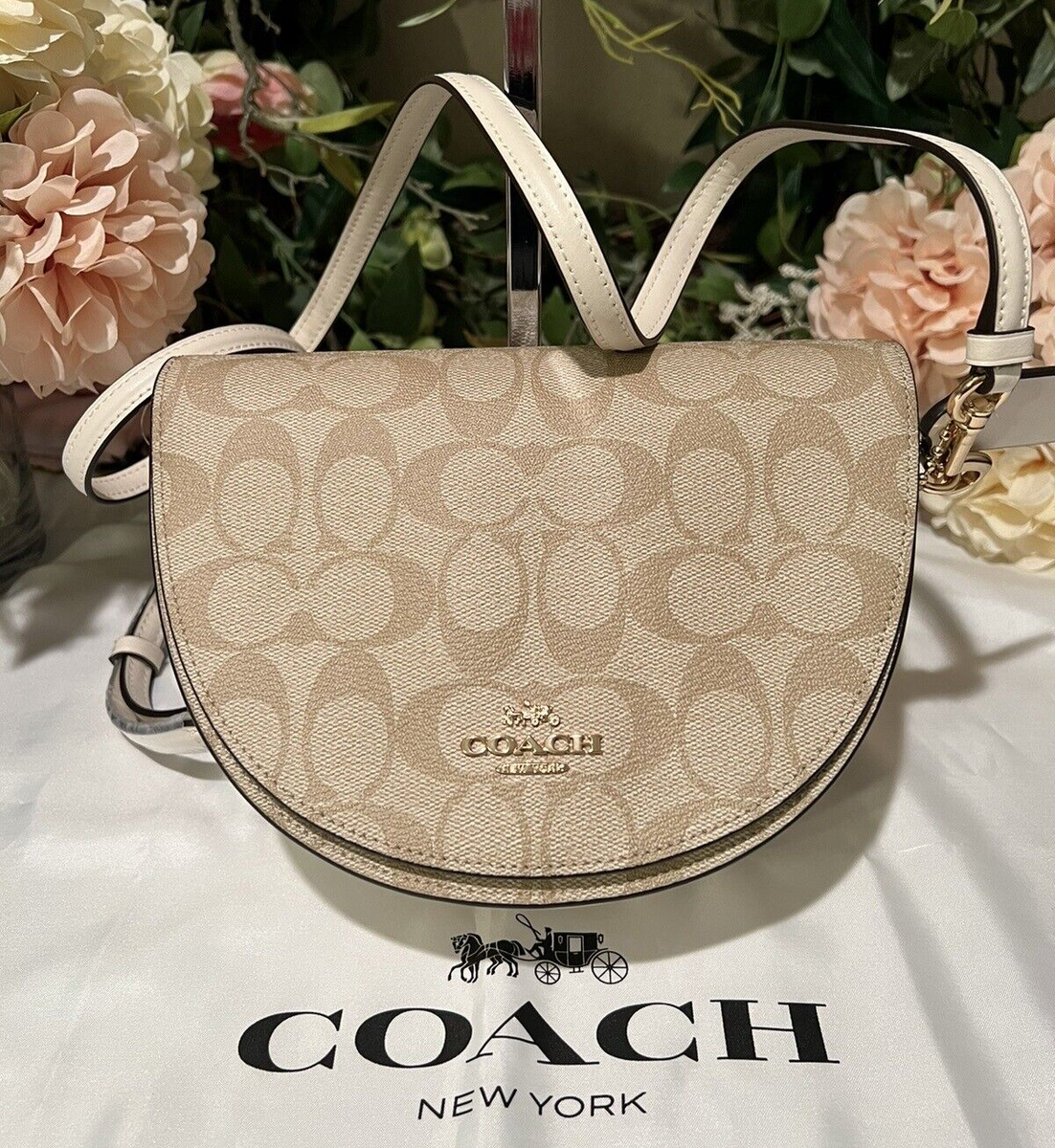 Coach Signature Canvas/Leather ELLEN CROSSBODY Handbag ~Light