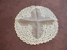 Beautiful Lace Doily Table Linen Off White Sheer 11" UNIQUE