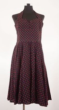 Dolly Dagger Dress Halter Neck Dress 38/40 Black Red Polka Dot Rockabilly A355