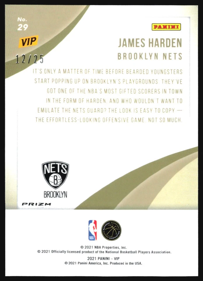 2021-22 Panini VIP James Harden Green Camo Pandora Camo Prizm /25 #29 - Image 2 of 2