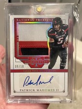 Patrick Mahomes 2019 National Treasures Collegiate Silhouettes Patch Auto 08/10