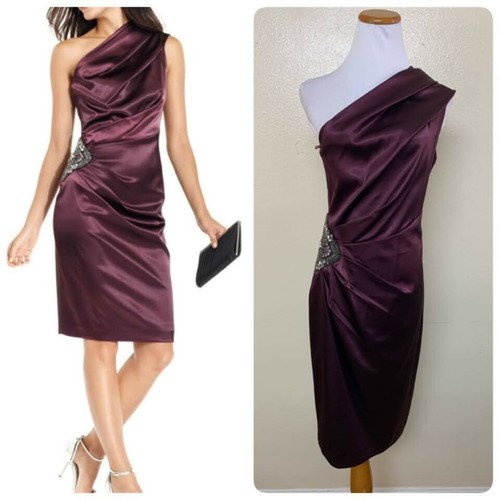 Eliza J One Shoulder Satin Stretch 