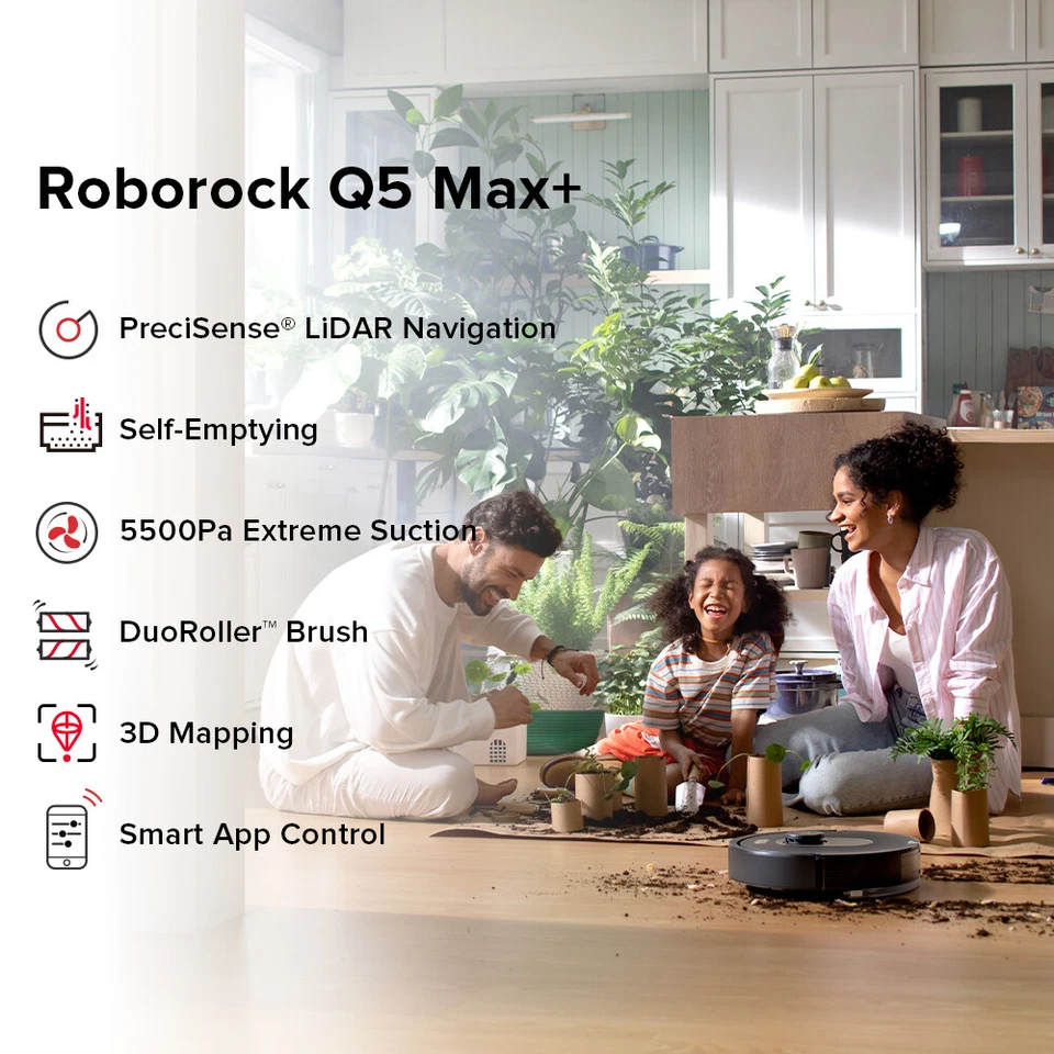 Roborock Q5 Max+ Self-Empty Robot Vacuum, 5500Pa Suction - Certified Refurbished - Image 2 of 4