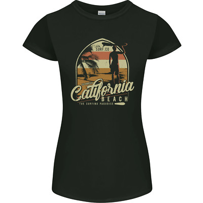 California Strand Surfen Surf Surfer Damen Petite Schnitt Maglietta