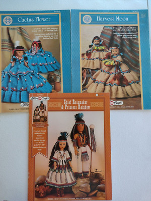 Fibre Craft lot 3 Crochet leaflets Chief & Princess - Cactus Flower Harvest Moon