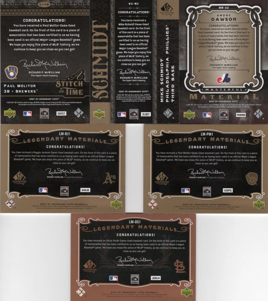 2007 UPPERDECK SP LEGENDARY CUTS/ MATERIALS/GAME/STITCH IN TIME -- JERSEY'S - Image 2 of 2