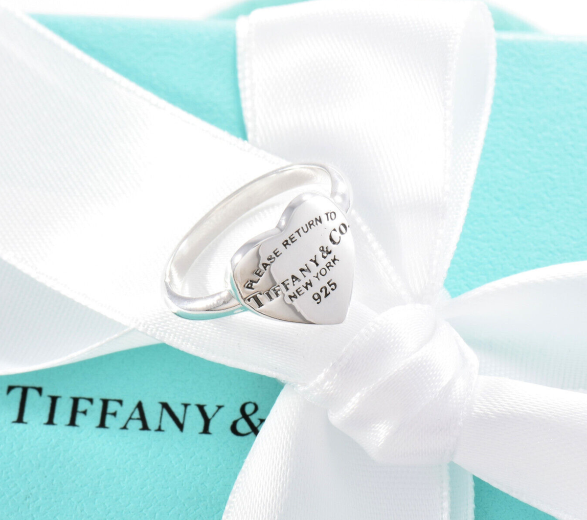 Size 5.5 Please Return To Tiffany & Co Silver Heart Signet Ring in