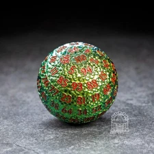 Sage’s Dragon Egg Green/Yellow d100 Metal Dice | DnD Dungeons and Dragons