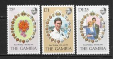 1981 Gambia kompletter Satz 3 Briefmarken Hochzeit von Prinz Charles und Diana Spencer MH