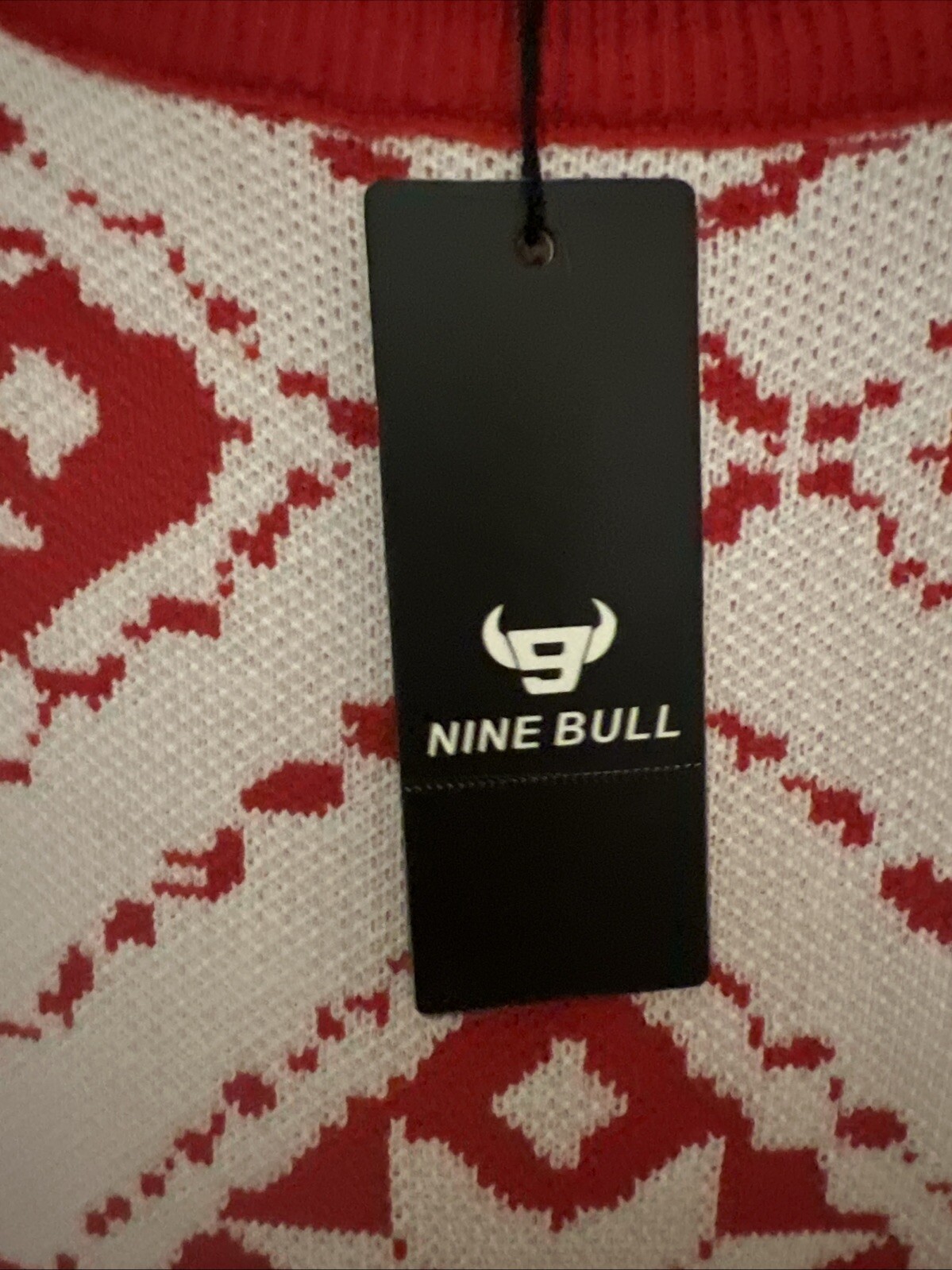 NWT Men’s Nine Bull Red Ugly Christmas Sweater Size S Crewneck Pullover