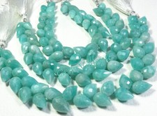 New Natural Amazonite Diagonal Drilled Gemstone Teardrop Faceted Beads GV-2072