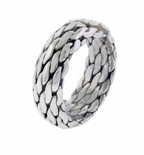 New Solid Real 925 Sterling Silver 7 mm Woven Chain Band Ring 8 Gram