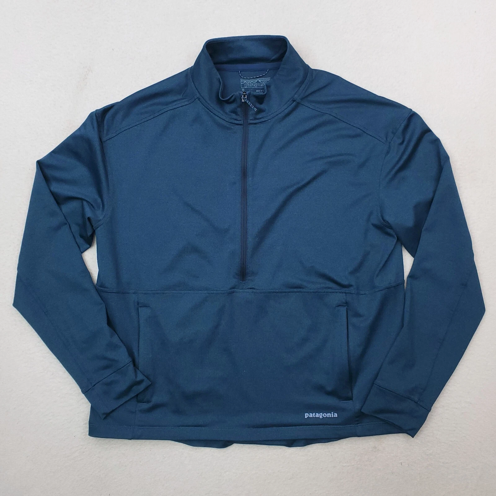 Patagonia Sweater Womens Small Blue Pack Out Half Zip Pullover Base Layer