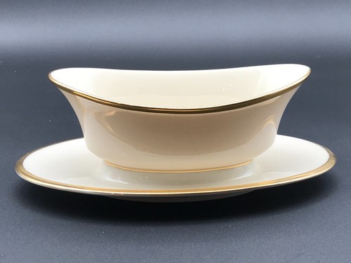 Lenox China Dimension Collection Eternal Gravy Boat Attached Underplate NM