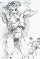 David and Goliath, Drawing by Curd Lessig