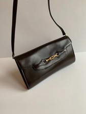 Borsa pochette tracolla vintage anni 80 borsetta ottime condizioni pelle marrone bordo oro classica