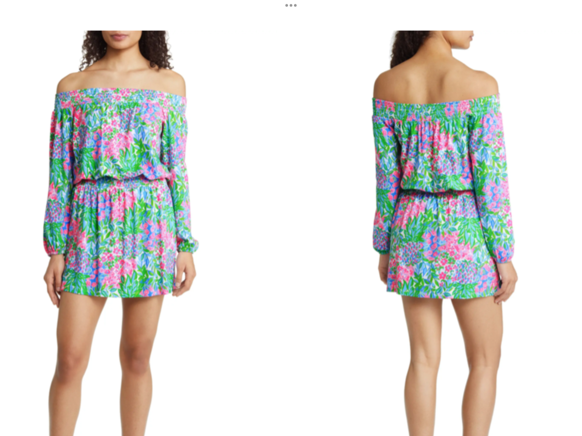 Lilly Pulitzer CYLA OFF THE SHOULDER ROMPER-Seaweed Samba
