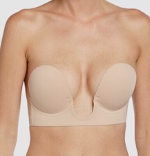  50 Fashion Forms Women's Beige U-Plunge Backless Strapless Demi Bra Size B