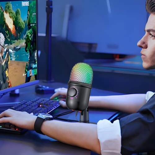 Gaming USB Mikrofon PC RGB Microphone Streaming Podcast Studio Kondensator Mic - Bild 3 von 12